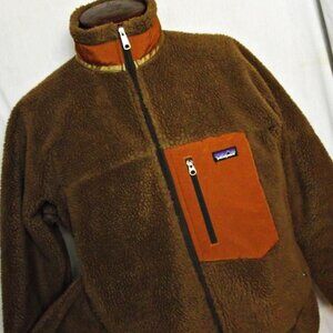 Mens Patagonia Retro X Deep Pile Fleece Jacket Full Zip Brown Large